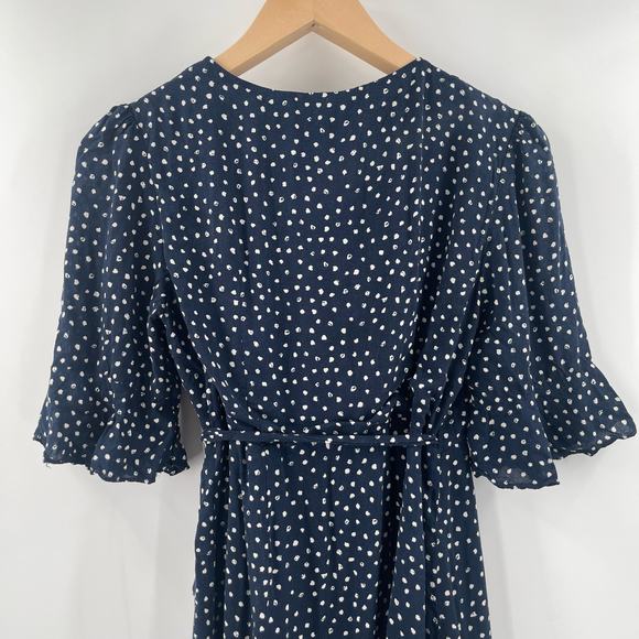 PRINCESS POLLY Wrap Dress Size 4 Navy Dots Evas Garden Spotted Wedding Event - Picture 6 of 13